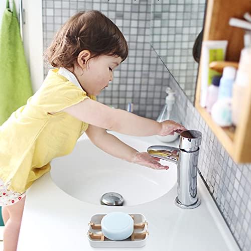 Bamboo Soap Holder for Bar Soap - White Bathroom Soap Dish, Shower & Sink Use - Image 5