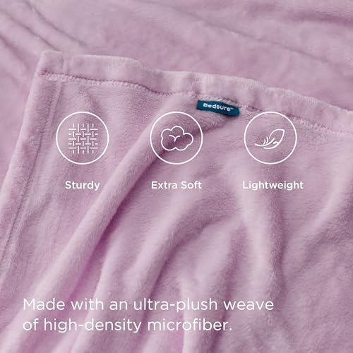 Bedsure Fleece Blanket Throw Blanket - Light Purple Lavender Violet Lightweight Blanket for Sofa, Couch, Bed，Camping, Travel - Super Soft Cozy Microfiber Blanket - Image 3