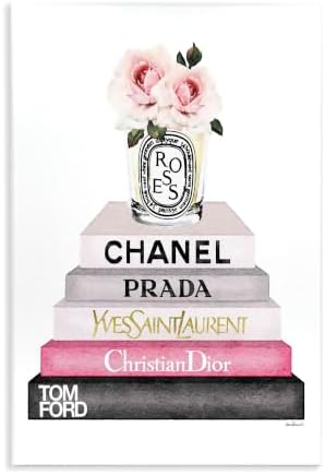 Book Stack Fashion Candle, 13 x 19 Inch Mounted Print on Wall Plaque by StupellIndustries
