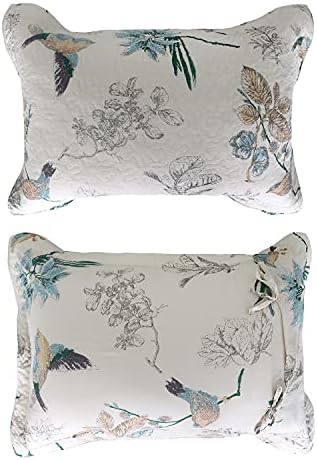 Brandream 100% Cotton Quilted Pillow Shams 2-Piece Standard Size American Country Birds Printing Pillow Shams Bedroom Decor, Beige - Image 5
