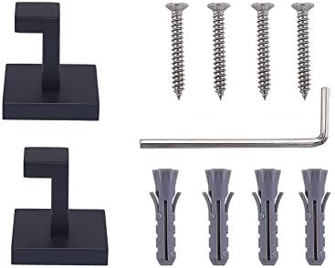 TASTOS Bath Towel Hooks Matte Black, 2 Pack Stainless Steel Robe Coat and Clothes Hook, Heavy Duty Wall Hook for Bathroom & Kitchen, Modern Square Style Wall Mounted (Black) - Image 6