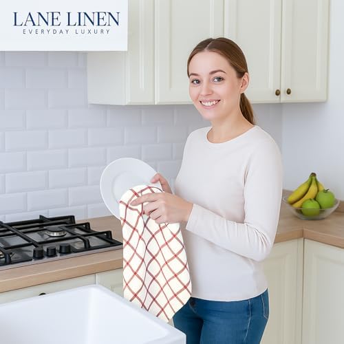 LANE LINEN Dish Towels for Kitchen 100% Cotton Durable 12 Pack - Red - Image 4
