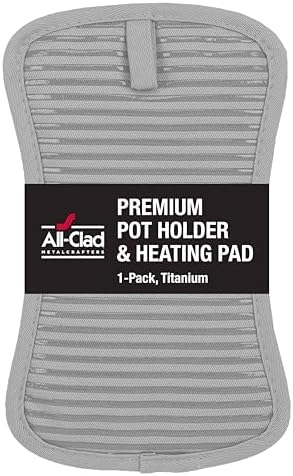 All-Clad Premium Pot Holder & Hot Pad: Heat Resistant to 500 Degrees - 100% Cotton, 10"x6.25" Hot Pad for Kitchen and Barbeque, (1-Pack), Titanium by All-Clad