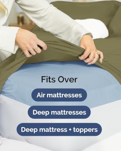 CGK Linens 2 Pack Extra Deep Cal King Fitted Sheets - Sage Green - Image 7