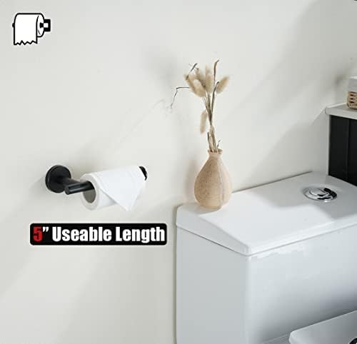 JQK Black Toilet Paper Holder, 5 Inch 304 Stainless Steel Thick 0.8mm Tissue Paper Dispenser, Matte Black Wall Mount, 2 Pack, TPH120-PB-P2 - Image 4