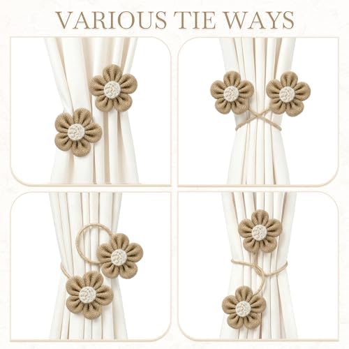 VIS'V Curtain Tiebacks, Twisted Boho Curtain Holdbacks, Khaki, 2 Pcs - Image 6