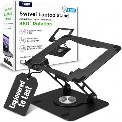 Uncaged Ergonomics Laptop Stand for Desk Riser/360° Swivel (Black) by UncagedErgonomics