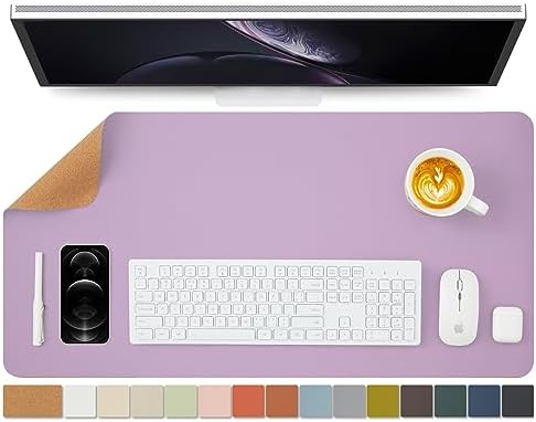 Cork Purple Desk Mat - Dual-Sided Desk Pad for Office and Home - Desk Organization and Accessories - Ideal for Large Mouse Pad and Desk Mats on Top of Desks(31.5"x 15.7") by HOMIEAZICOZI