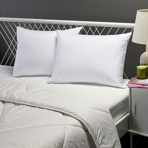 Amazon Basics Down Alternative Bed Pillows with Hypoallergenic Pillow Protector Cases, Soft Density for Stomach and Back Sleepers, Standard 26" x 20", White, 2-Pack - Image 7