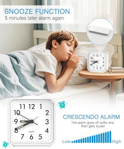 AMIR Analog Silent Non Ticking Small Clock, Travel Analog Alarm Clock - Image 3