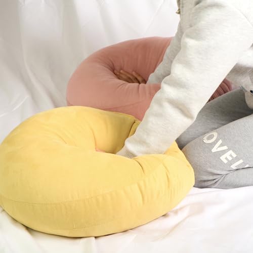 Round Throw Pillow 16x16 Down-Like Polyester Filling Super Soft Cushion Ultra Fluffy Feather-Like Touching Decor Circle Round Floor Pillow for Couch Bed, 1 Piece, Ginger Yellow - Image 2