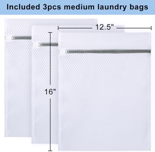 Vivifying Mesh Laundry Bags, 3 Pack, 12.5 x 16 Inch Zipper Wash Bags - Image 4