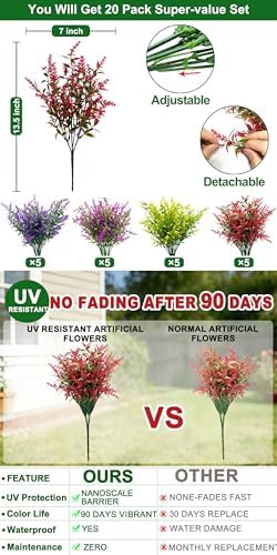 TURNMEON 20 Bundles Artificial Flowers for Outdoors UV Resistant No Fade - Image 2