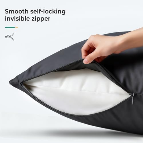 Cooling Curved King Pillow Case for Sider Sleeper Breathable Cool Silky Soft Pillow Cover with Zipper for Hot Sleepers,Hair and Skin Friendly,Black,1 Pack,20x36IN - Image 5