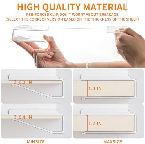 Yieach 6 Pack Acrylic Shelf Dividers for Closet Organization,Towel,Sweater,Purse Organizer - Adjustable Height - Vertical Shelf Separators for T Shirt,Clear Closet Shelf Divider for Wood Shelves - Image 4