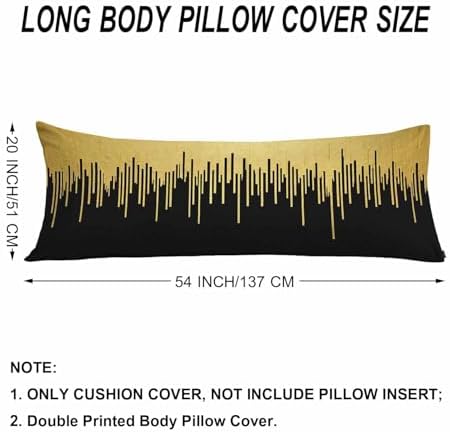 Luxury Lines Rectangle Body Pillow Covers Vertical Stripes Gold Black 20"X54" Couch Body Pillow Pillowcase Decorative Home Body Pillows Bed Pillow Cushion Covers for Sofa Car Shop - Image 6