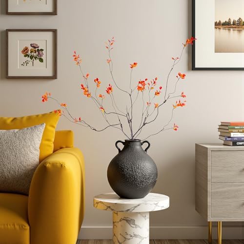 4PCS Artificial Orange Branches 35.4", Faux Fall Stems for Vase, Long Decorative Branches with Autumn Leaves, Bendable Orange Stems for Tall Vase Fall Decorations Home Decor - Image 4