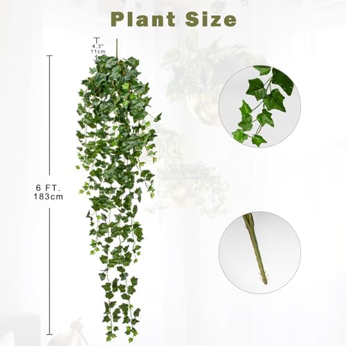Hollyone Artificial Hanging Plants 6FT Fake Ivy Vine Faux Ivy Leaves Hanging Plant Greenery for Wall House Room Patio Indoor Outdoor Home Shelf Office Wedding Decor - Image 2