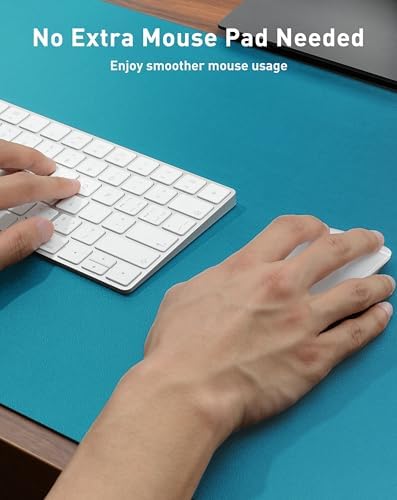 Aothia Faux Leather Desk Mat - Large Mouse Pad, Non-Slip PU Leather Blotter, Waterproof Writing Surface for Office and Home (Turquoise, 40" x 24") - Image 4