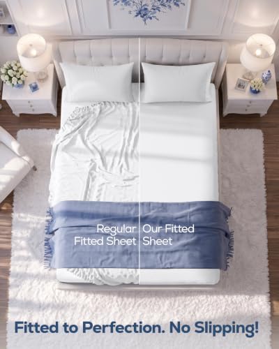 Pack of 2 Twin Fitted Sheet, Fits Up to 16 Inch Deep Pocket, White - Image 3