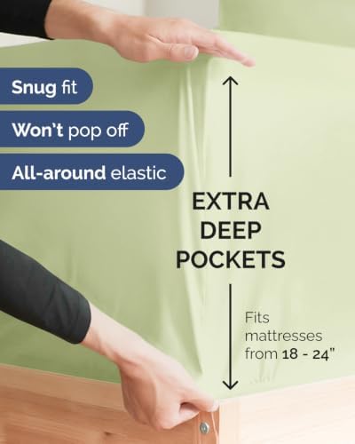 CGK Extra Deep Flex Top Split Head King Fitted Sheet - Light Sage Green - Image 2