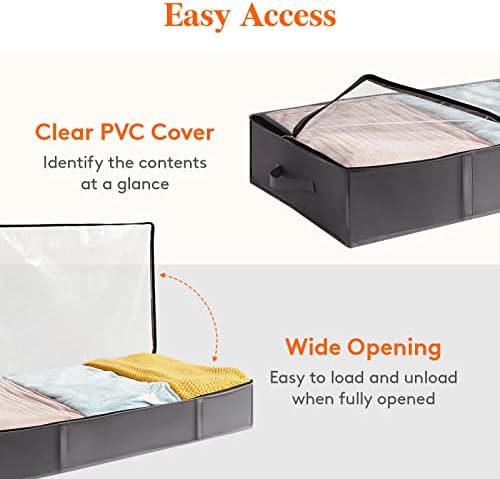 Lifewit 75L 4 Pack Under Bed Storage Container, Blanket Organizer, Gray - Image 5