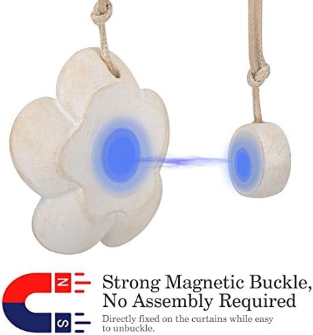 Lewondr Magnetic Curtain Tiebacks, Flower Vintage Curtain Holdbacks, Beige - Image 3