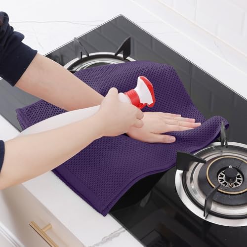 Homaxy 100% Cotton Waffle Weave Kitchen Dish Towels 6-Pack, Eggplant - Image 5