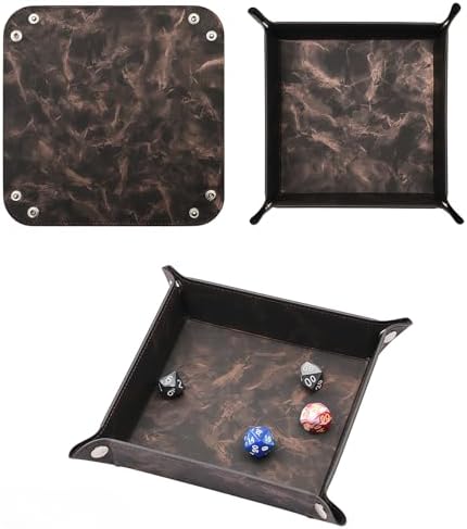 Valet Tray Desktop Storage Organizer – Vegan Leather Catchall Bedside Vanity Tray Nightstand Caddy Holder for Remote Controller, Watch, Keys, Phone, Wallet, Coin, Jewelry, Marble Brown - Image 2