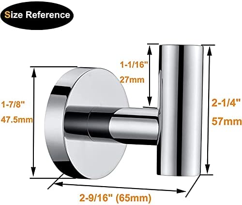 Nolimas Towel Coat Hook Polished Chrome SUS304 Stainless Steel Bathroom Clothes Cabinet Closet Sponges Robe Hook Wall Mounted Round Kitchen Heavy Duty Door Hanger 6 Packs - Image 4