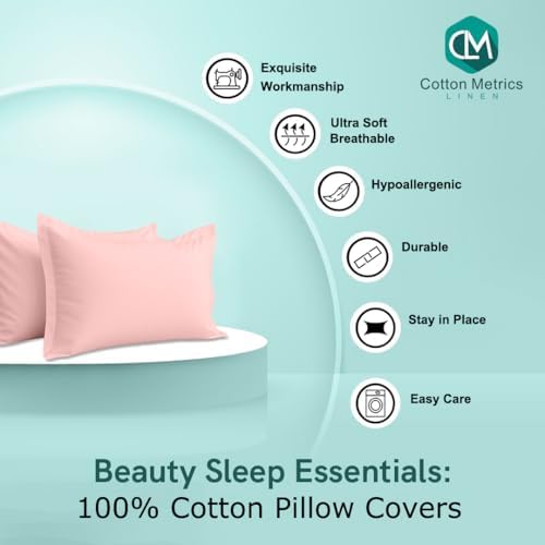 2 Pack Pillow Shams Standard Size 20x26 – 600 Thread Count 100% Organic Cotton Pink Pillow Covers with 2 Inch Flange, Soft & Smooth Premium Hotel-Quality Pillowcases Set of 2 - Image 2