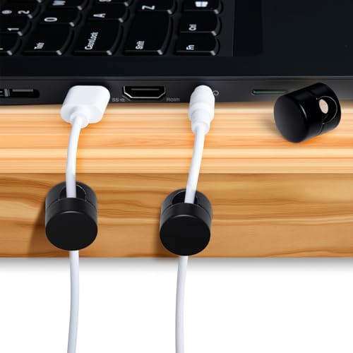 SmallCat 8 Sets Charger Holders for Cords, Matte Black Color Adjustable Cable Anchor Holders, Adhesive Metal Cord Clips, Cable Management Wire Organizers for Desk, Office, Nightstand - Image 6