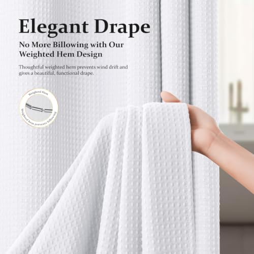 Dynamene Stall Waffle Shower Curtain 256 GSM Heavy Fabric 54x78 White - Image 4