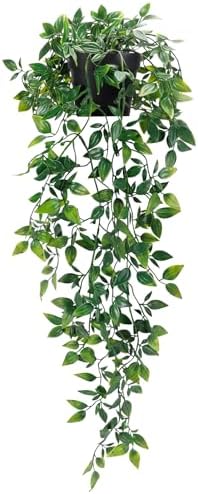 Whonline Fake Hanging Plants, Artificial Small Potted Plants for Indoor Outdoor Aesthetic Office Living Room Shelf Decor (1 Pack) by WHONLINE
