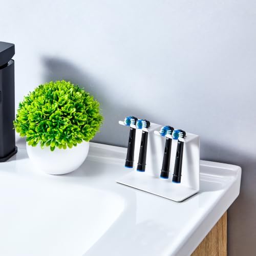 Electric Toothbrush Head Holder, Tooth Brushing Holder, Wall Mounted Toothbrush Holders Shower Bathroom, Self Adhesive or Desktop Tooth Brush Holder Organiser (White, Medium) - Image 5