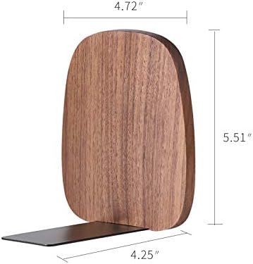 muso wood Book Ends for Shelves, Walnut 2 Pairs - Image 2