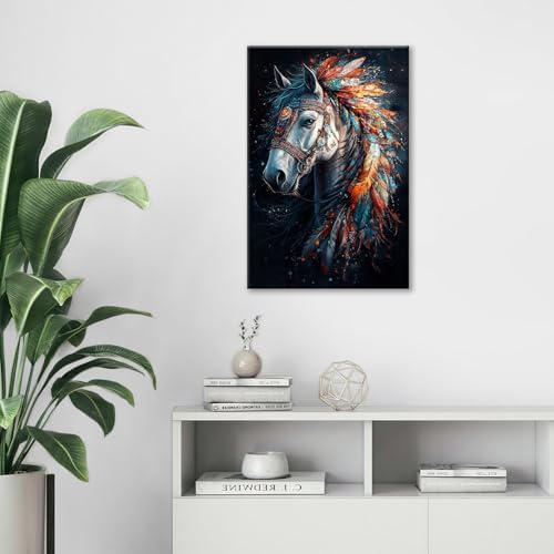 Horse Pictures Wall Art, Horse Animal Bathroom Wall Decor, Aesthetics Modern Framed Painting Elegant Canvas Artwork for Bathroom Bedroom Living Room Decorations 24" L x 16" W - Image 5