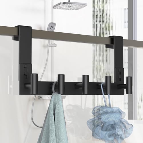 PMMASTO Door Hanger for 1-3/4 Inch Doors, Black- 5 Hooks, T Shape - Image 4