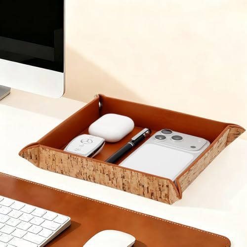 EZDeco Valet Tray for Men PU Leather Jewelry Tray for Women - Image 6