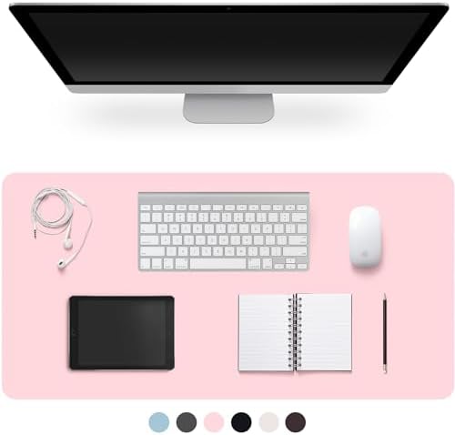 Leather Desk Pad Protector,Non-Slip Desk Pad(Pink, 47.2" x 17") by CADONO