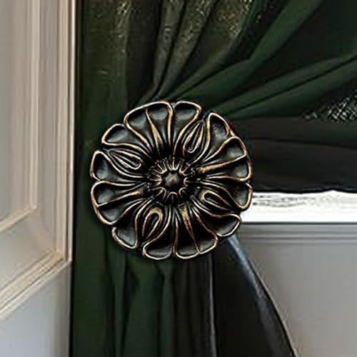 LOPGT Set of 2 Vintage Curtain Holdbacks Wall Mounted with Screws, Black by HOME