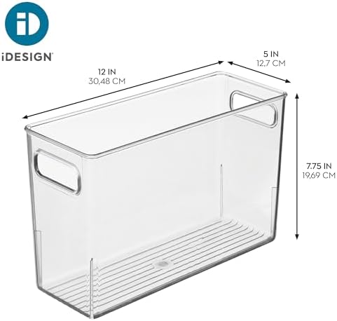 iDesign Tall Plastic Storage Bin with Handles, Set of 2, Clear - Image 4