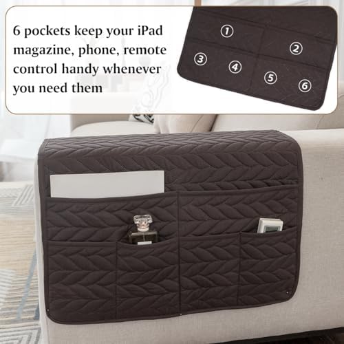 Sofa Armrest Organizer Arm Chair Caddy for Recliner, Chocolate - Image 3