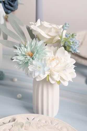 Artificial Flowers Blue Box Set for DIY Bridal Bouquets Wedding Shower Decorations Fake Floral Arrangements for Party Table Centerpieces Home Decor Indoor Outdoor - Image 7