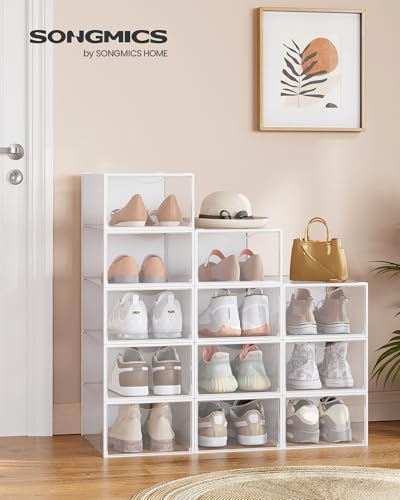 SONGMICS Shoe Boxes, Stackable Sneaker Containers for Closet, 12 Pack - Image 4