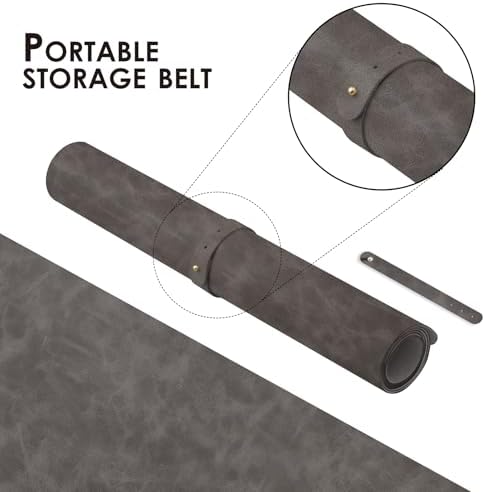 Distressed Leather Desk Mat - Non-Slip PU Desk Pad for Office and Home - Desk Organization and Accessories - Ideal for Large Mouse Pad and Desk Mats on Top of Desks(Slate Gray,36"x 17") - Image 4