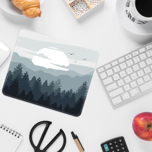 FROGIGO Mouse Pad with Stitched Edges - Nature Landscape Mousepad for Women, 9.25 x 7.75 inch Washable Square Desk Pad, Non-Slip Rubber Base, Office Home Laptop Accessories - Misty Mountain - Image 6