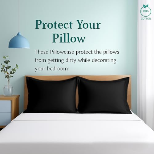 2 Pack Euro Pillow Shams 26x26 – 600 Thread Count 100% Organic Cotton Black Square Pillow Covers with 2 Inch Flange, Soft & Smooth Premium Hotel-Quality Pillowcases Set of 2 - Image 3