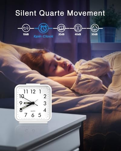AMIR Analog Silent Non Ticking Small Clock, Travel Analog Alarm Clock - Image 4