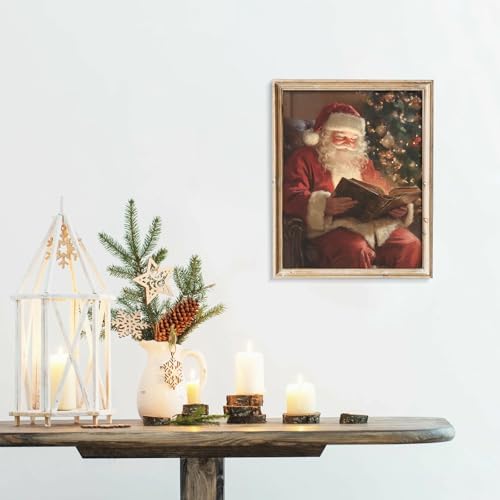 uniro Vintage Santa Claus Print Retro Neutral Christmas Claus Reading Wall Art Antique Xmas Aesthetic Poster for Room Decor Winter Moody Holiday Wall Decor for Bedroom, Living Room, Gallery, winter Room Decor, Holiday Decoration Gifts -8x10 Unframed - Image 5
